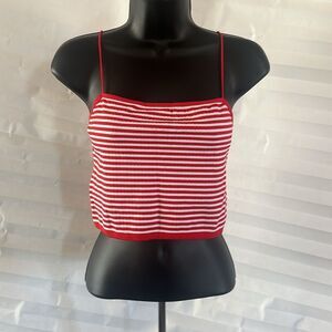 Red/white Stripe Women's/Juniors Tank Top Spaghetti Strap Size M/L